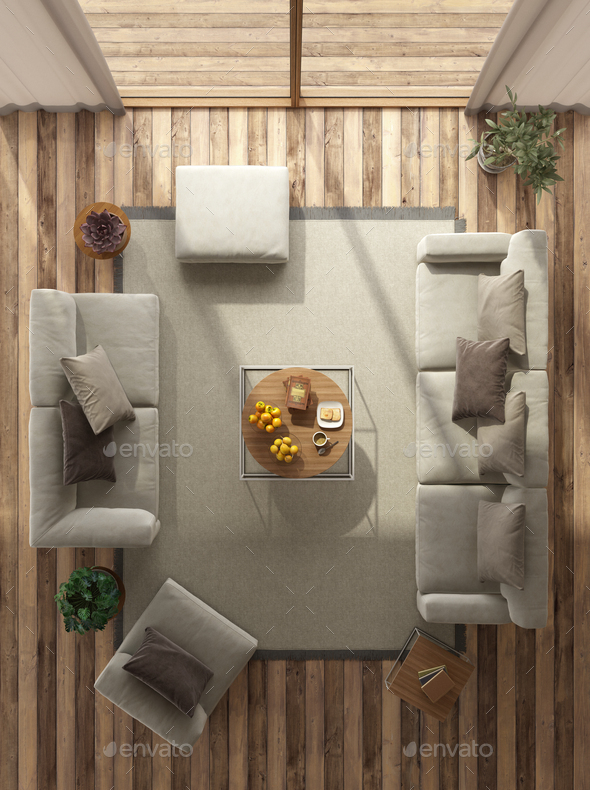 Top view of a modern living room Stock Photo by archideaphoto | PhotoDune